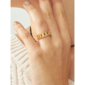 Special bold Curve Chain Ring Ir202 [Gold]