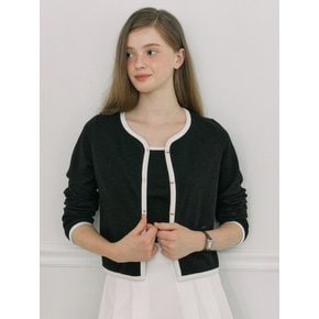 Goldish Point Cardigan Sleeveless Set - Black