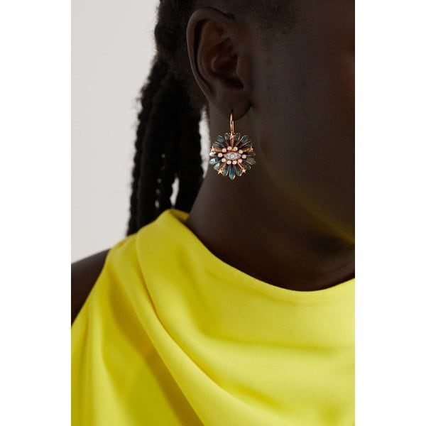 마리 리히텐베르크 블루 플라워 로즈 골드 다이아몬드 귀걸이 1647597290390066