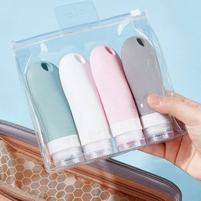 LN 파스텔 실리콘 공병 4종세트 38ml 휴대용 화장품 샴푸 크림 소분용 여행용