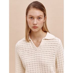 [Candy 20] Cotton Open Collar Pullover Ivory (WE4251C230)