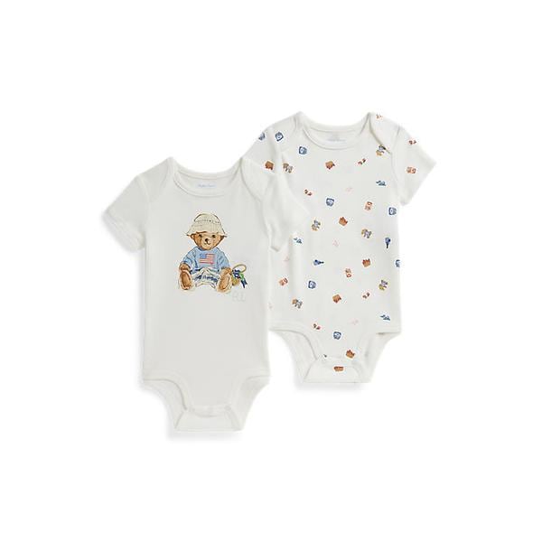 랄프 로렌 베이비 여아 폴로 베어 코튼 바디수트 투팩(CWPO2STF0520077650)