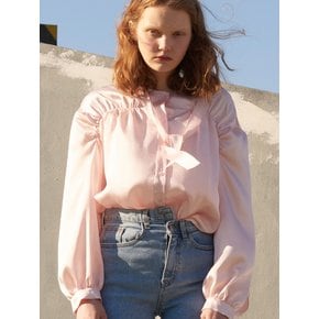 Elizabeth Shirring Ribbon Blouse_Pink