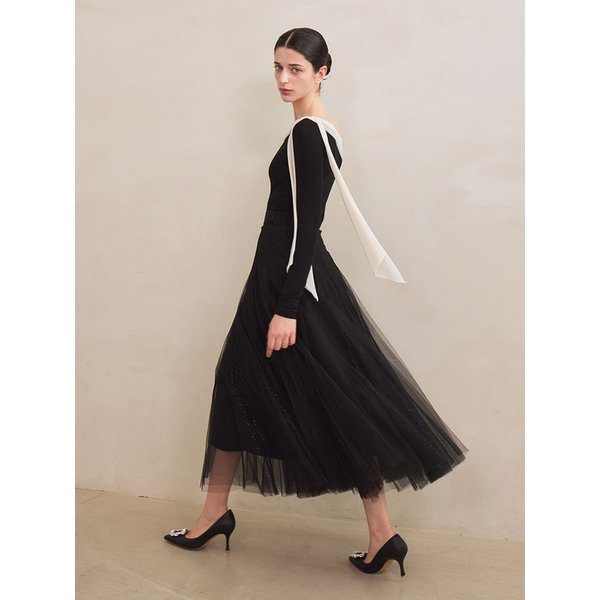 Etoile Banding Sha Skirt (Black)