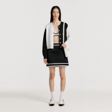 EENK YERO Contrast Mini Skirt - Black/Ivory
