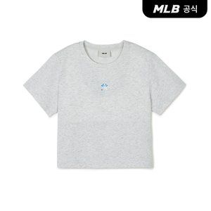 MLB [코리아공식]여성 베이직 에슬레저 크롭 반팔 티셔츠 NY (L.Melange Grey)