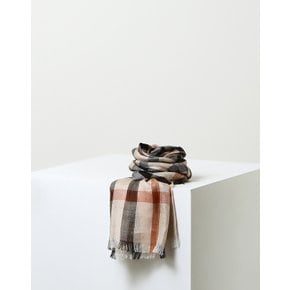 [24SS] [D-SCARF] 브라운 하우스 체크 린넨 100 스카프 DLSC4B121W2