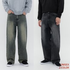 진마니아 이지 벌룬핏 와이드 데님 팬츠 남여공용 (블루/블랙)