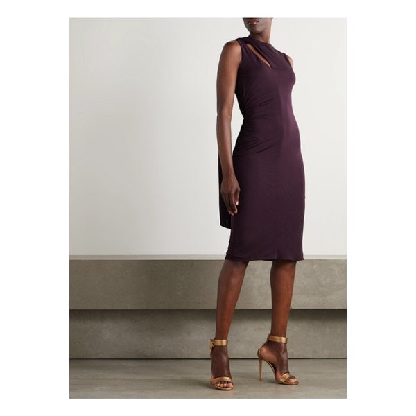 드레이프 컷아웃 저지 드레스 퍼플 46376663162862607