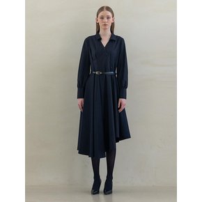 DRAPPING WOOL CLASSY SHIRT DRESS