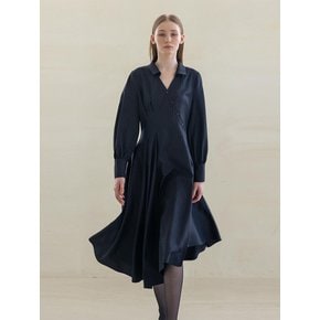 DRAPPING WOOL CLASSY SHIRT DRESS