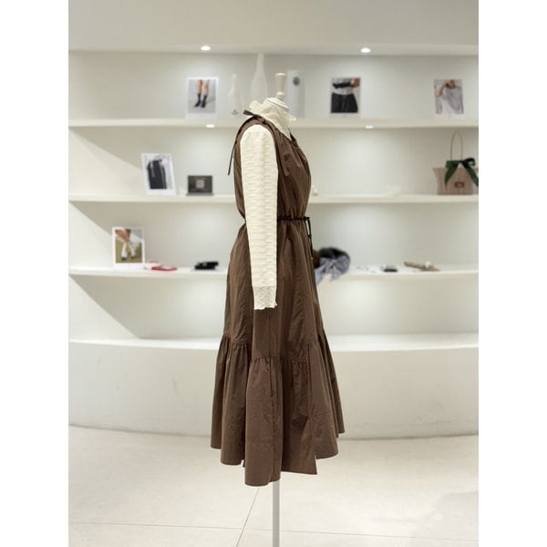 [여주점] 여성 숄더 리본 벨티드 원피스 (L254MSE038)