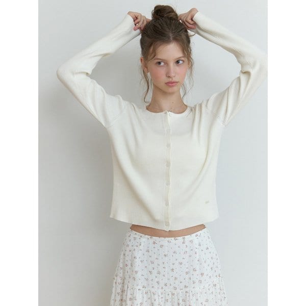 Owa round knit cardigan (ivory)