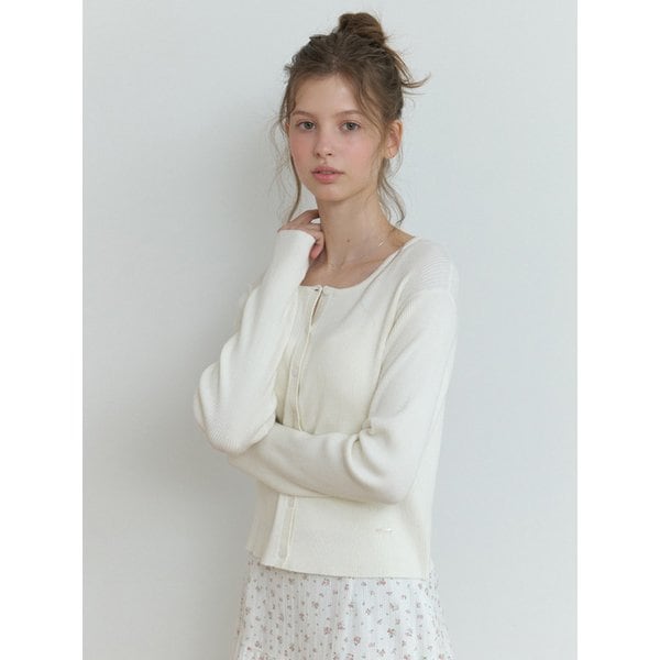 Owa round knit cardigan (ivory)