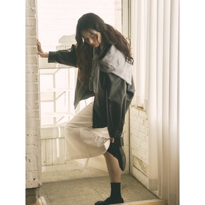 빈티지 블루종 오버핏  레더자켓