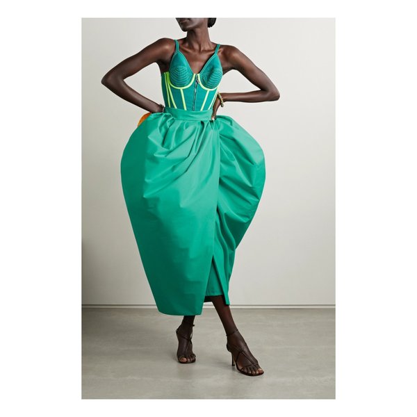 크리스토퍼 존 로저스 Tulip Gathered Poplin Skirt 비취 그린 42247633208467616