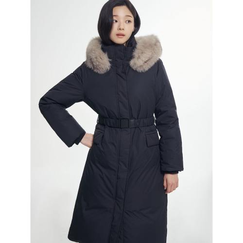 퍼 후드 롱기장 다운 점퍼  블랙 (BF5Y38C055)