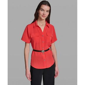 칼라거펠트 우먼 벨티드 Short-Sleeve 탑 로즈 Hardware - Apple 레드 27003002 1390521