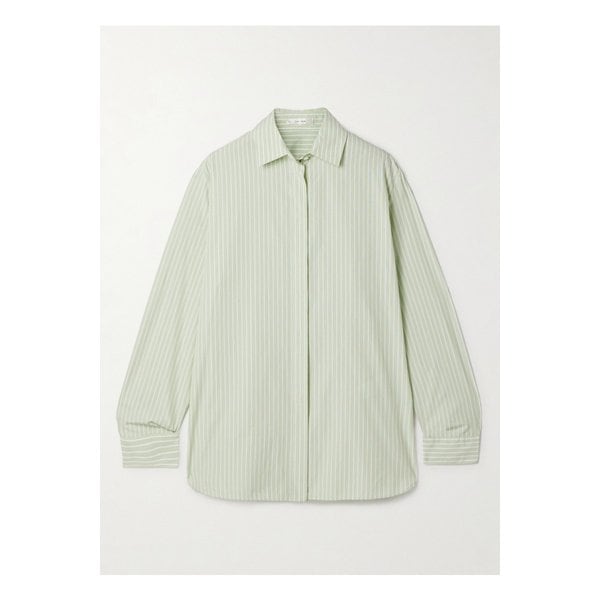반다 스트라이프 코튼 포플린 셔츠 그린 1647597359618632