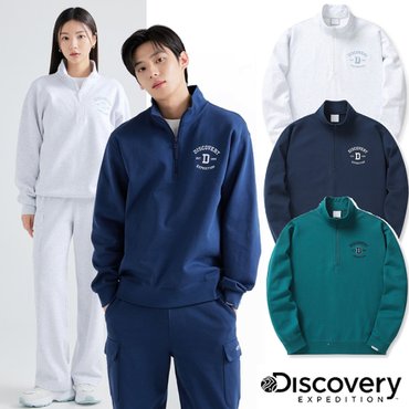 디스커버리 [24S/S] 디스커버리 DXTR13041 남성 여성 공용 애슬레저 바시티 반집업 티셔츠