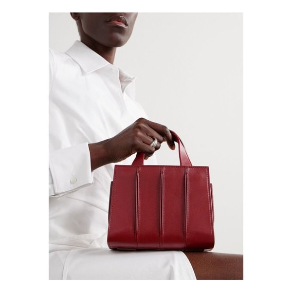 휘트니 백 3 마이크로 플리츠 가죽 토트 버건디 46376663162890486
