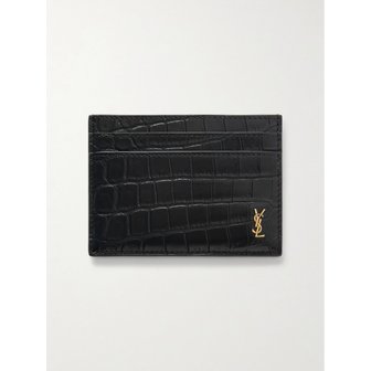 생로랑 로고 장식 크로커다일 패턴 페이턴트 가죽 카드지갑 46376663163045304