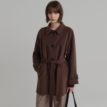 룩캐스트 리앤 울 핸드메이드 하프 코트_브라운 / LEANNE WOOL HANDMADE HALF COAT_BROWN