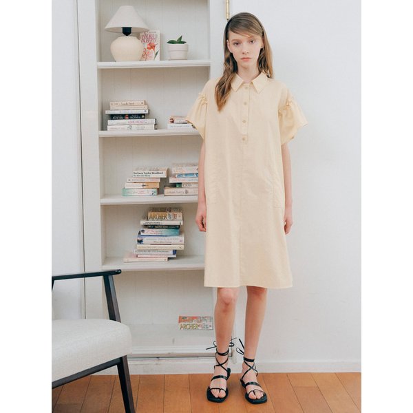 셔링 슬리브 포켓 카라 원피스(MAEBOP15MLE)