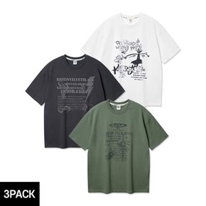 [3PACK] 앨빈클로 오버핏 캐주얼 반팔티 3종 패키지