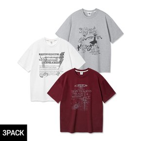 [3PACK] 앨빈클로 오버핏 캐주얼 반팔티 3종 패키지