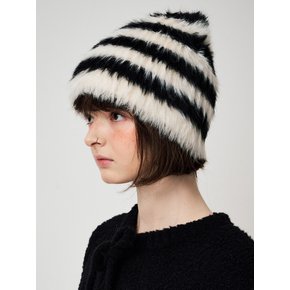 HAIRY KNIT BEANIE, BLACK+IVORY