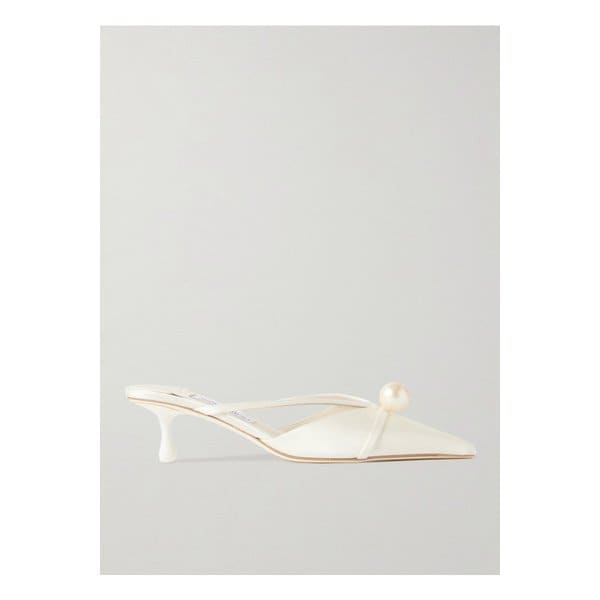 사나 인조 진주 장식 새틴 뮬 50mm 아이보리 1647597360468568