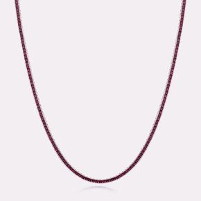 Ruby Color Tennis Necklace GSKB102NWR400