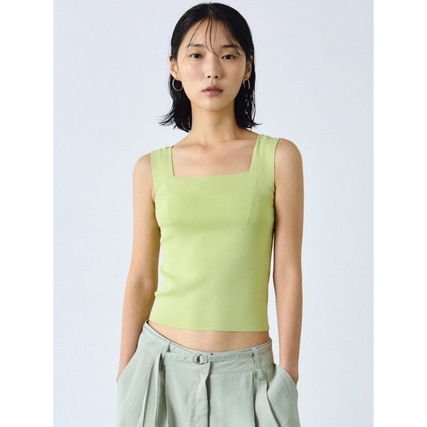 CROP SQUARE NECK KNIT SLEEVELESS_IVORY