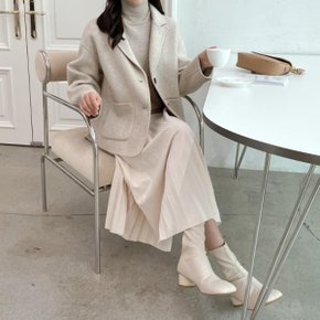 여자 울 카라 부드러운 수제 FW 소프트 자켓