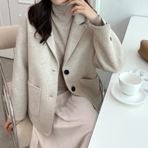 여자 울 카라 부드러운 수제 FW 소프트 자켓