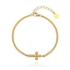 (14K gold) Sprout Cross Bracelet (Cognac Diamond)(1004070718)