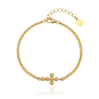 앙스모멍 (14K gold) Sprout Cross Bracelet (Cognac Diamond)(1004070718)