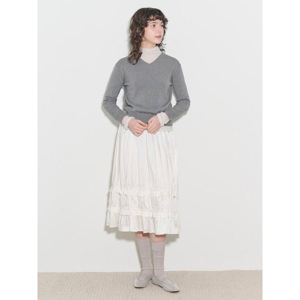 [B. my] 코튼 V넥 긴소매 니트  차콜 (BF5251N014)