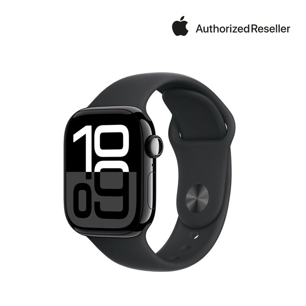 워치 10 셀룰러 42mm 제트블랙 알루미늄, 블랙 스포츠 밴드 (M/L) MWX73KH/A