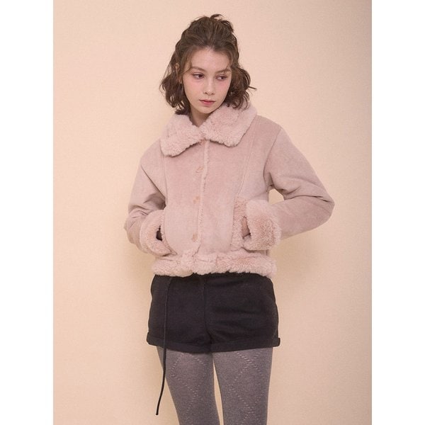 BUNNY SHEARING COAT-PINK