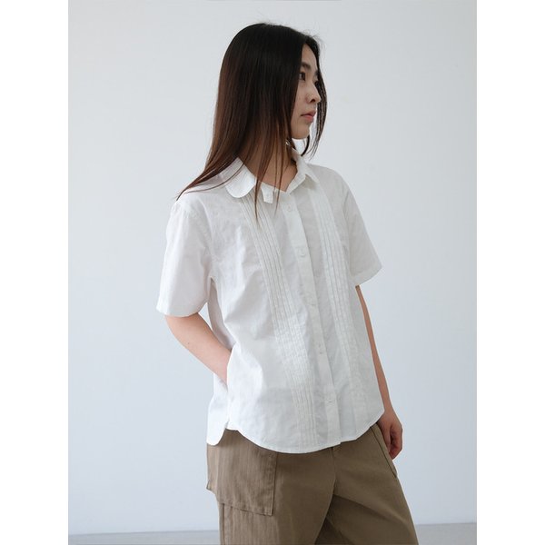 jacquard pintuck shirt (ivory)