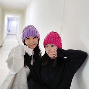 비비 꽈배기 니트 비니 겨울 컬러 패션 커플 방한 모자