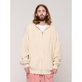 CB KNIT HOOF ZIP UP (IVORY)