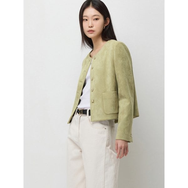 스웨이드 페이크 원넥 자켓_SALE01611LK