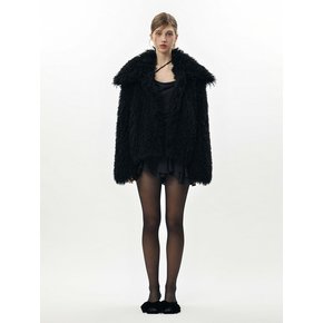 MOON FUR COAT black