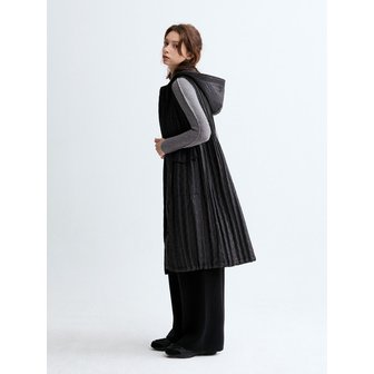 라플리 왁스 자가드 후드 롱 베스트_LPVTW025004