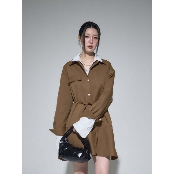 벨티드 셔츠 원피스
