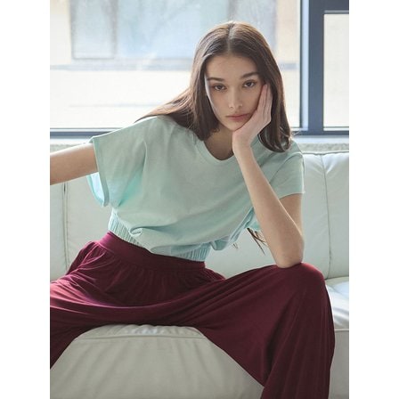 데비웨어 여성 요가복 DEVI-TS0030-민트 필라테스 루즈 캡 슬리브