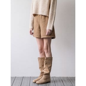 Boucle wool short pants - beige